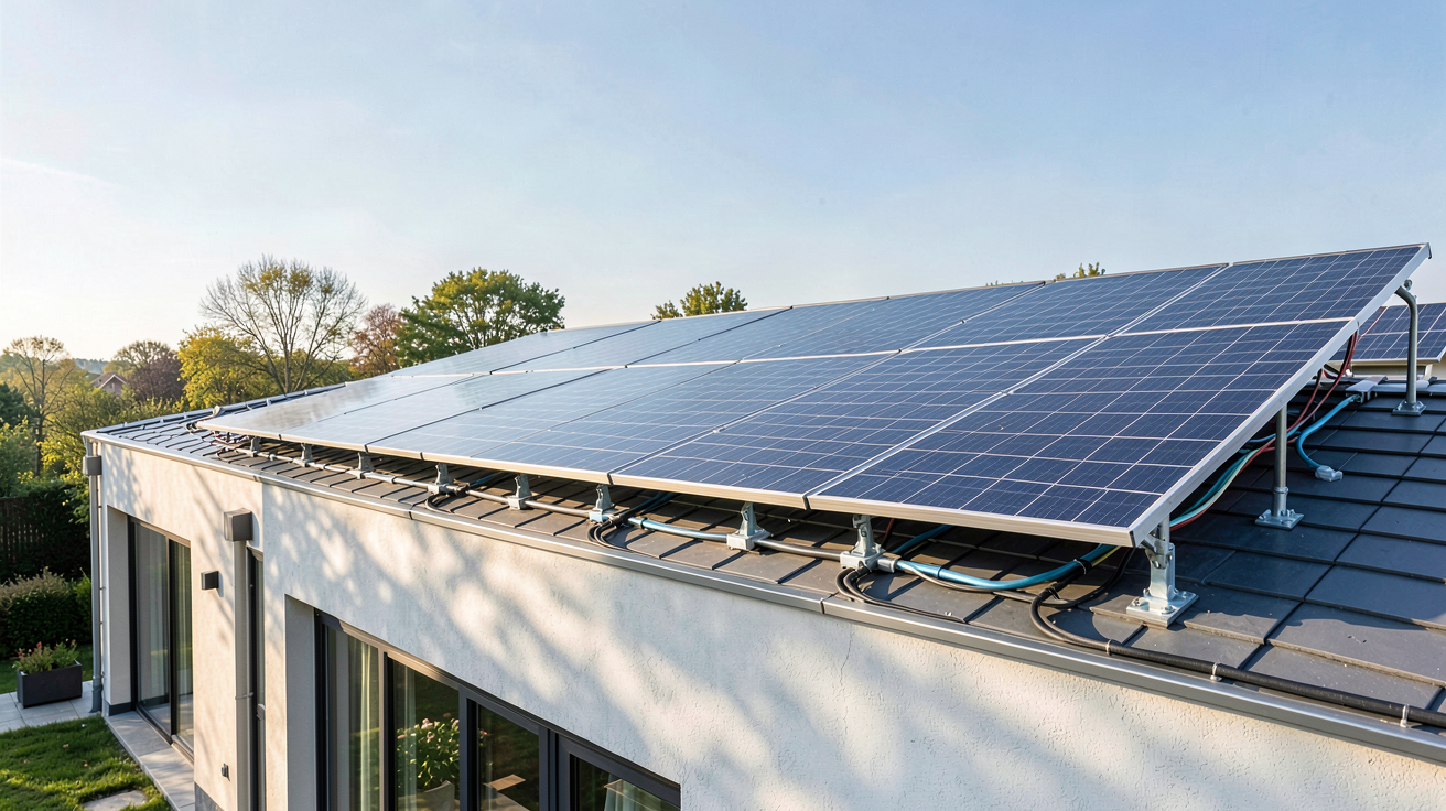 les panneaux photovoltaïques installés sur le toit d'une maison contemporaine