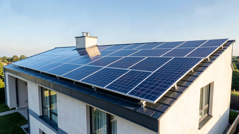 les panneaux photovoltaïques installés sur le toit d'une maison moderne