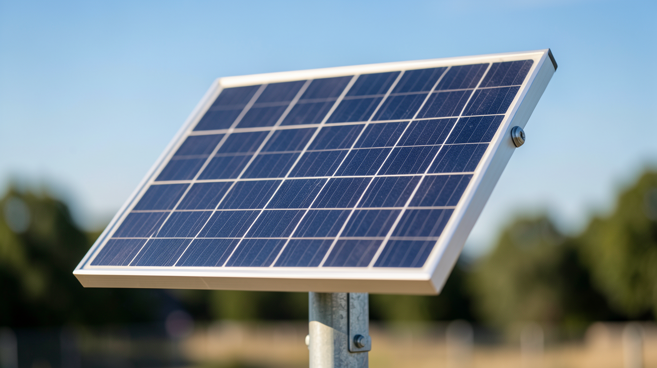les panneaux solaires prix : module photovoltaïque seul posé sur un support métallique