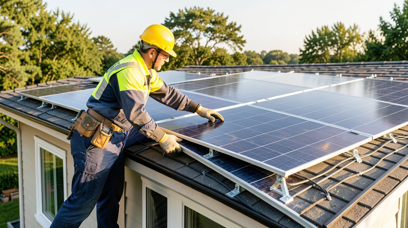 les plaques solaires : professionnel vérifiant les plans d'un projet d'installation sur un toit