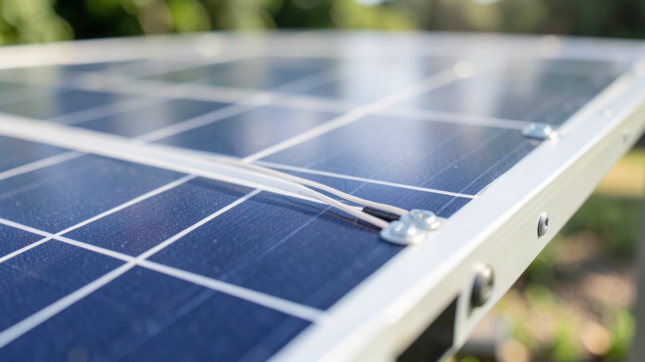 les plaques solaires photovoltaïques détaillées montrant les cellules de silicium et les composants électroniques
