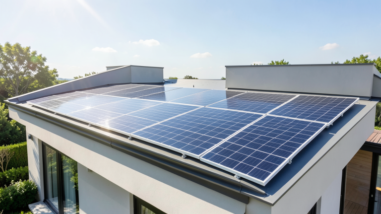 les prix des panneaux solaires illustrés par une installation photovoltaïque sur un toit résidentiel moderne.