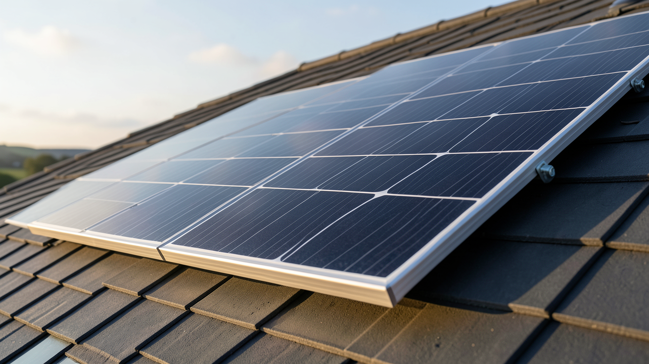 lg panneau solaire LG NeON 2 de la gamme 2026 installé sur un toit moderne