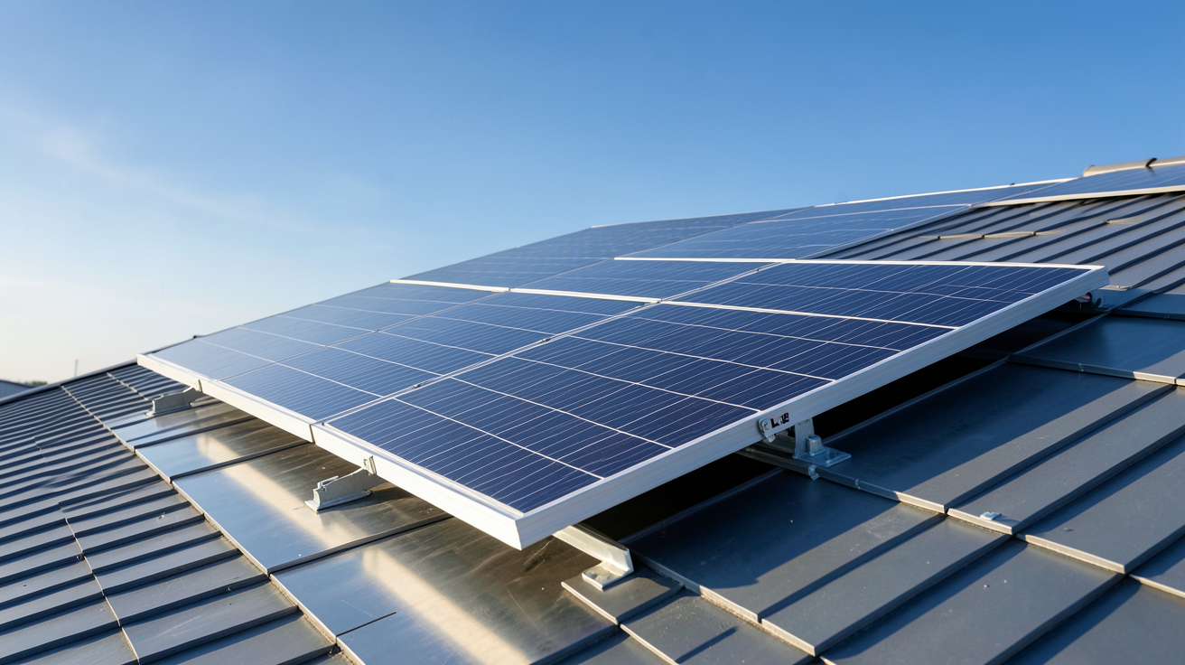 lg panneau solaire avec technologie Cello et double face installé sur un toit