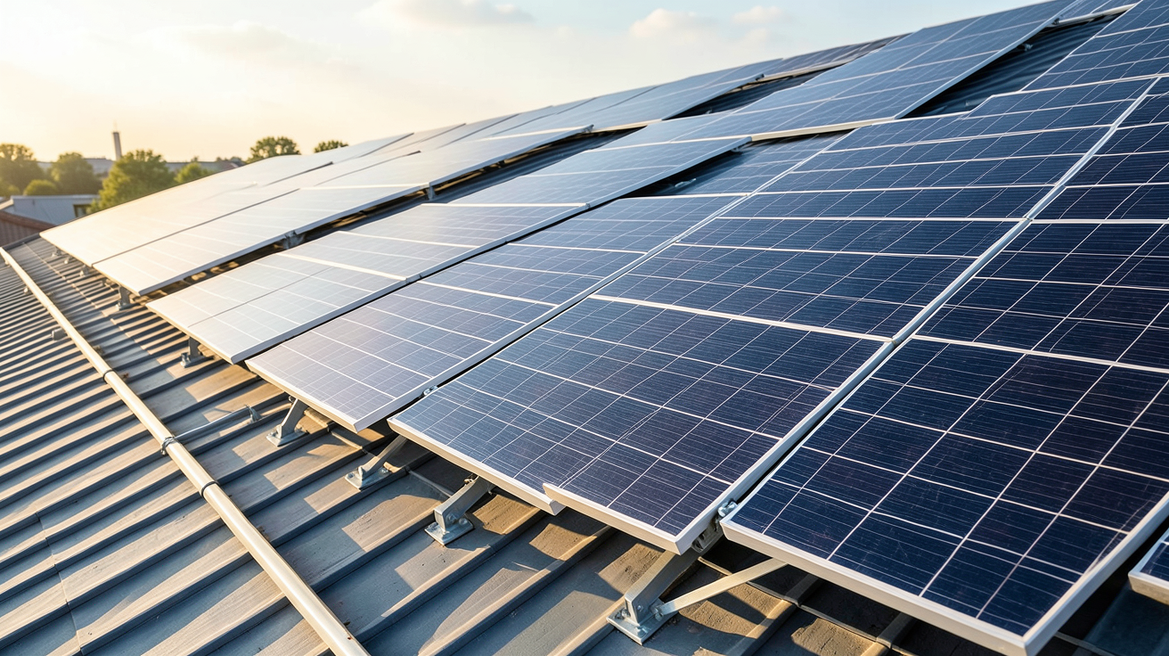 luxor panneau photovoltaique présentant différentes technologies de panneaux solaires disposés sur un toit