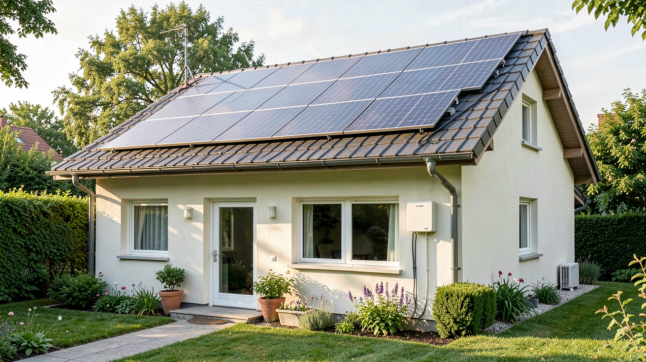 maison photovoltaïque équipée de panneaux solaires sur le toit pour illustrer le budget d'installation en 2025