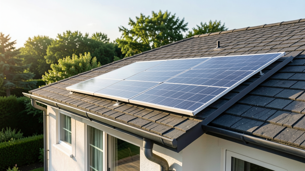 manomano panneau solaire installé sur le toit d'une maison individuelle