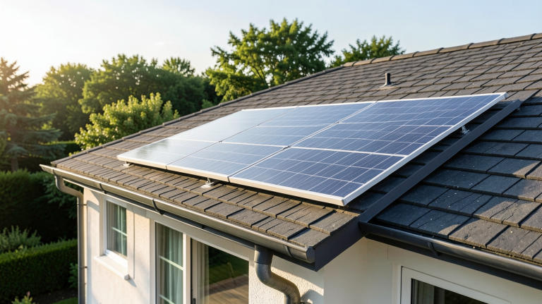 manomano panneau solaire installé sur le toit d'une maison individuelle