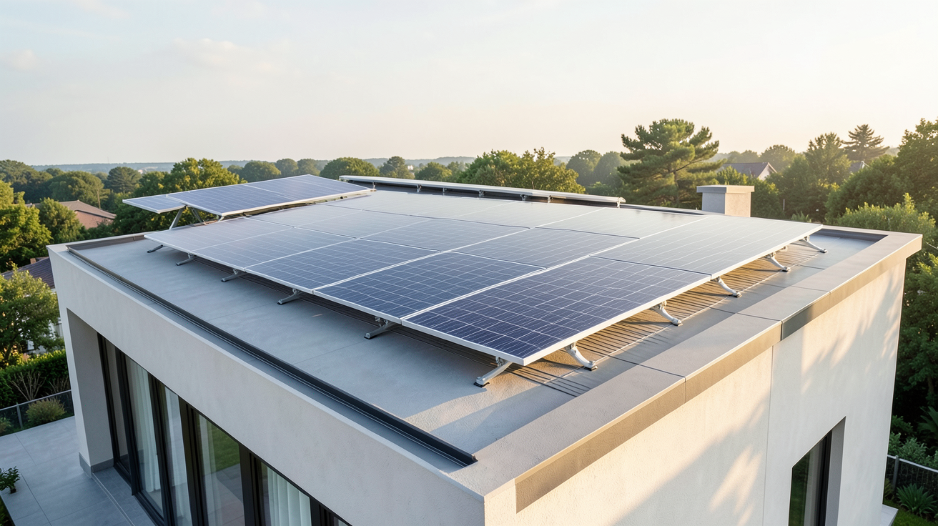 mc solar panneaux solaires sur le toit d'une maison moderne