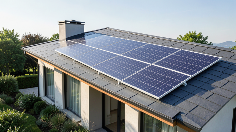 mc solar photovoltaique panneau solaire installé sur une maison moderne