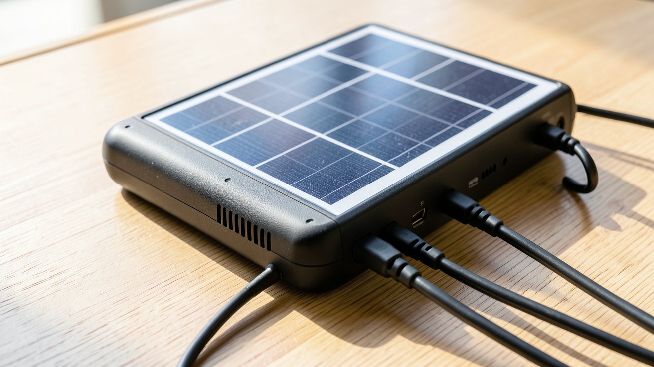 meilleur chargeur solaire portable montrant la technologie photovoltaïque et les composants techniques