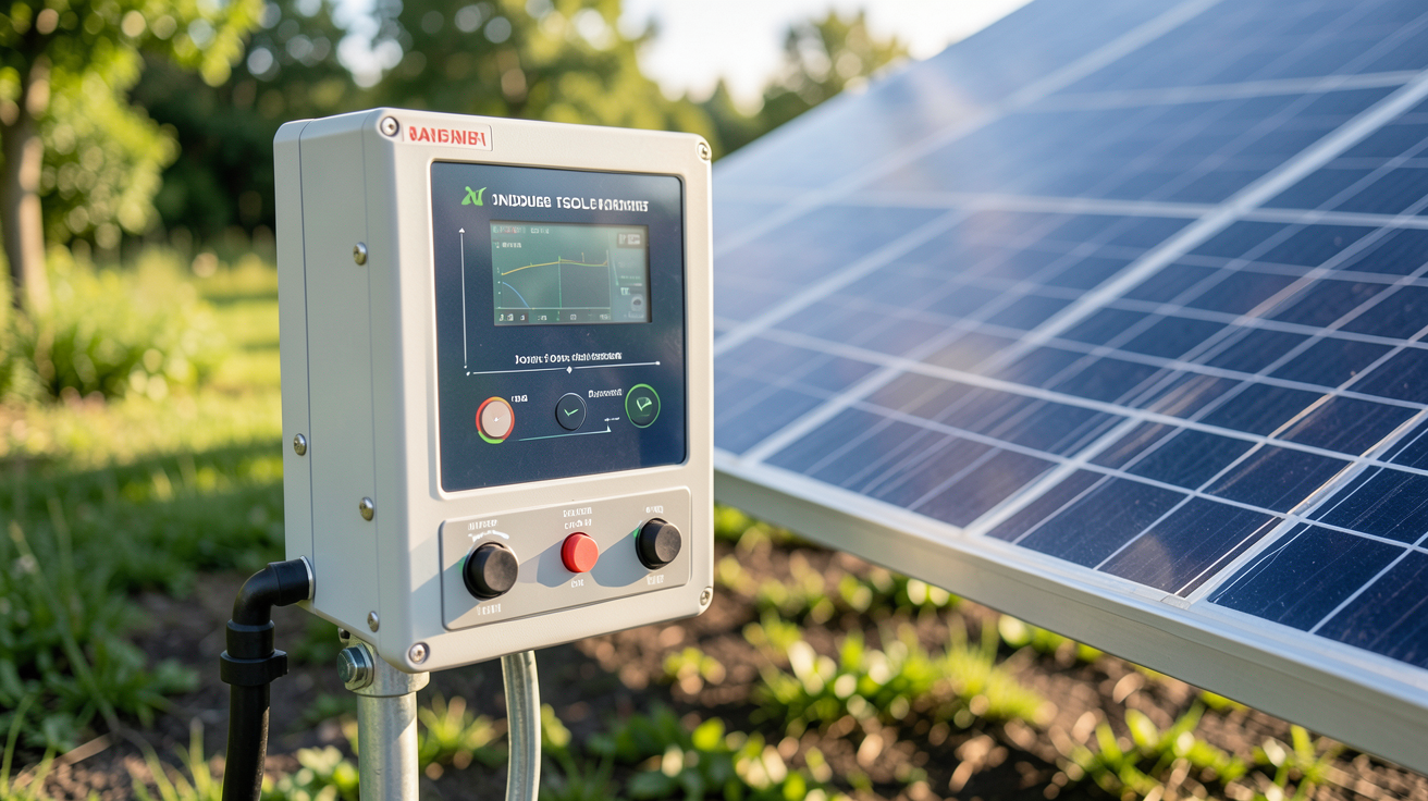 meilleur onduleur solaire 2022 installé à l'extérieur près d'un panneau photovoltaïque