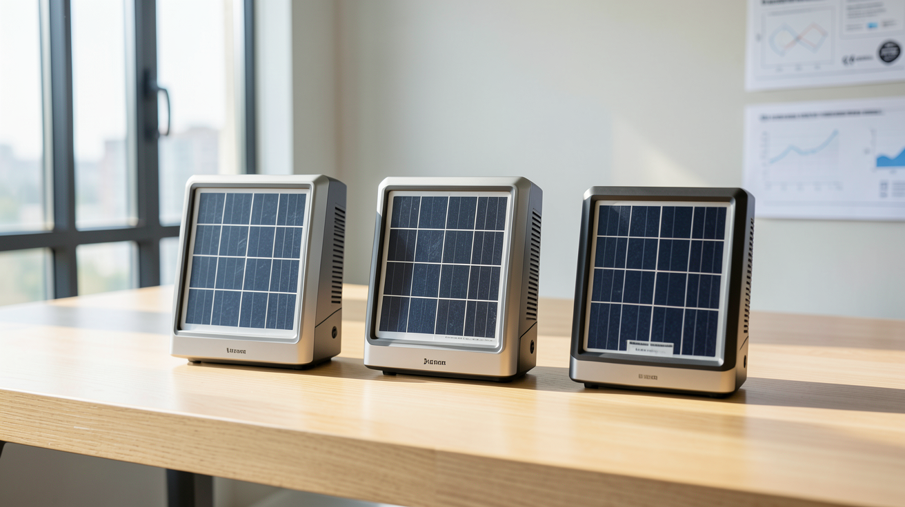 meilleur onduleur solaire présenté dans un comparatif 2026 avec trois modèles haut de gamme sur une table en bois