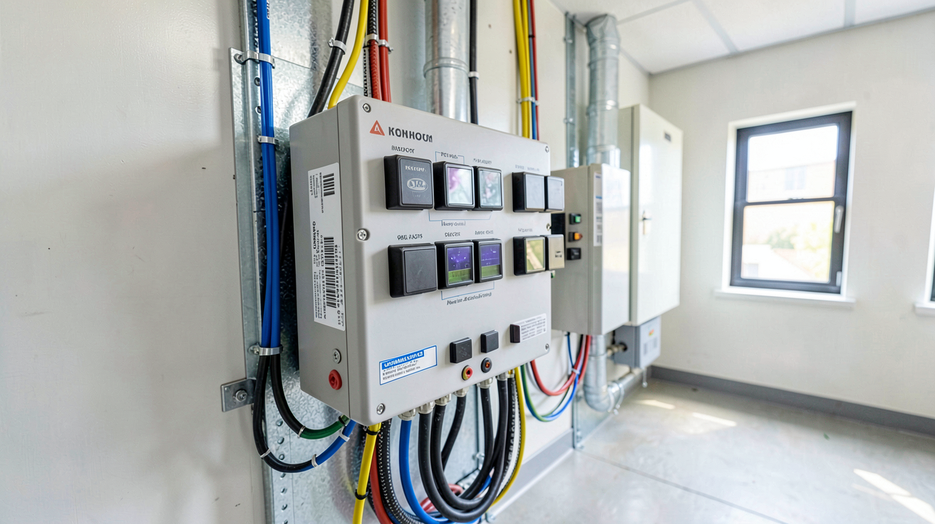 meilleur onduleur solaire 2021 : onduleur hybride et optimiseurs de puissance installés dans un local technique
