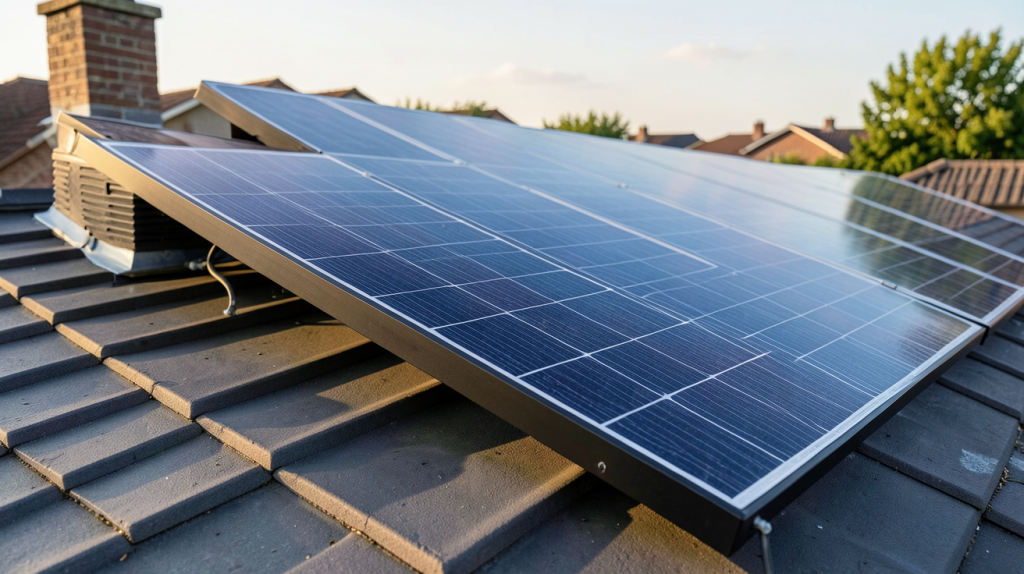 meilleur onduleur solaire 2022 installé sur un toit résidentiel avec panneaux photovoltaïques sous une lumière naturelle