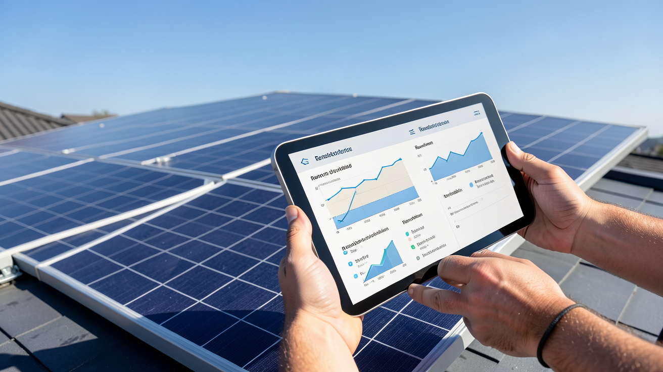 meilleur panneau photovoltaïque 2021 avec critères d'évaluation affichés sur une tablette
