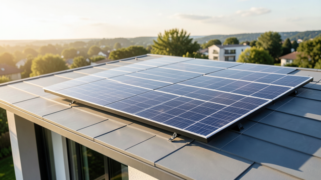 meilleur panneau solaire autoconsommation installé sur le toit d'une maison moderne