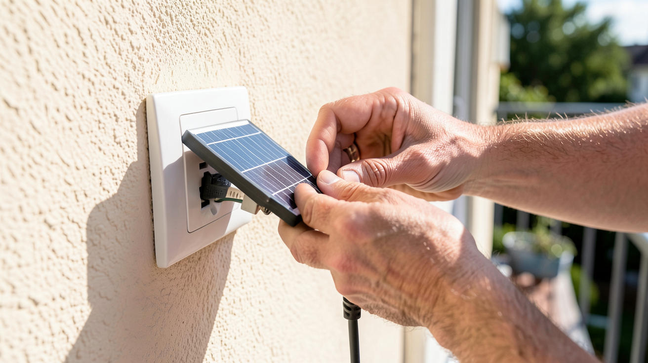 meilleur panneau solaire plug and play en cours d'installation sécurisée sur un balcon