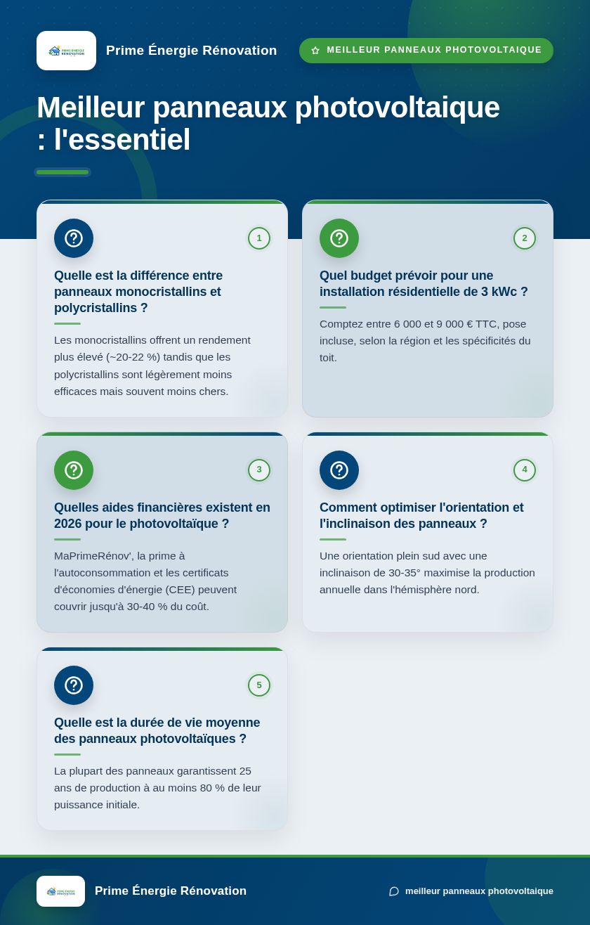 Infographie : Meilleur panneaux photovoltaique : l'essentiel