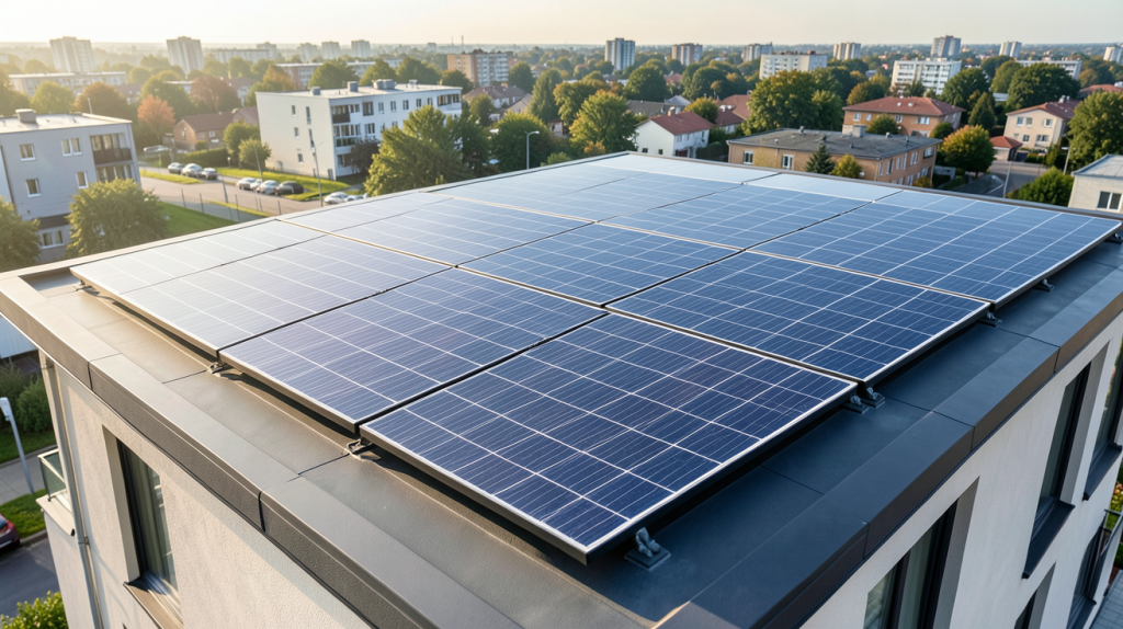 meilleurs panneaux solaires 2022 installés sur le toit d'une maison moderne