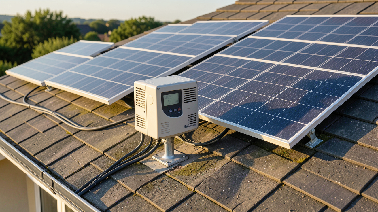 micro onduleur 2 panneaux avec gestion de l'ombre pour optimisation solaire installé sur un toit