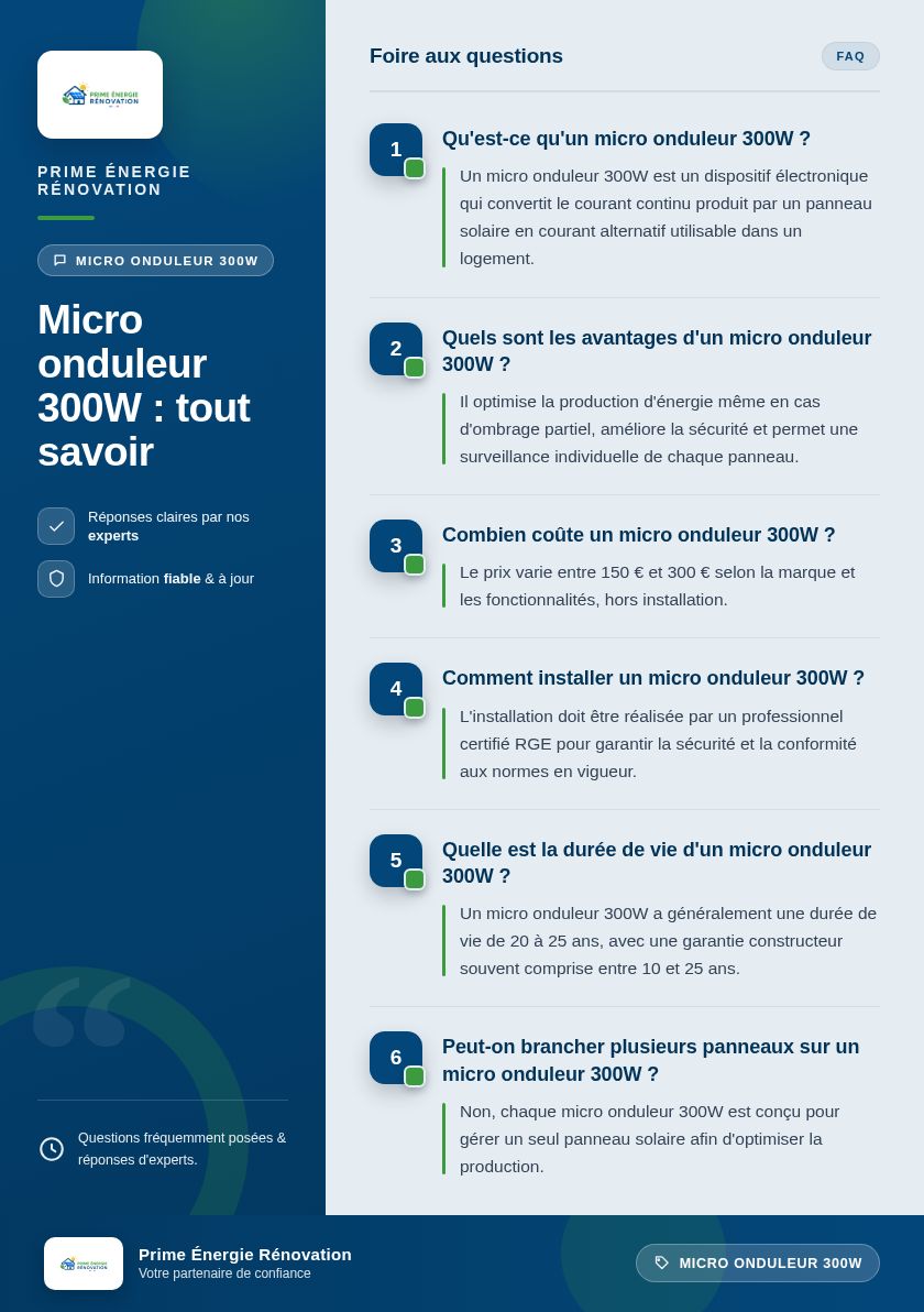 Infographie : Micro onduleur 300W : tout savoir