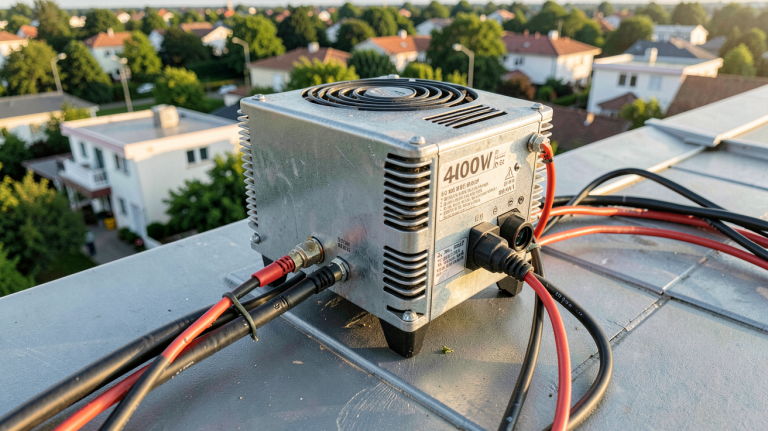 micro onduleur 400w installé sur un toit de maison moderne