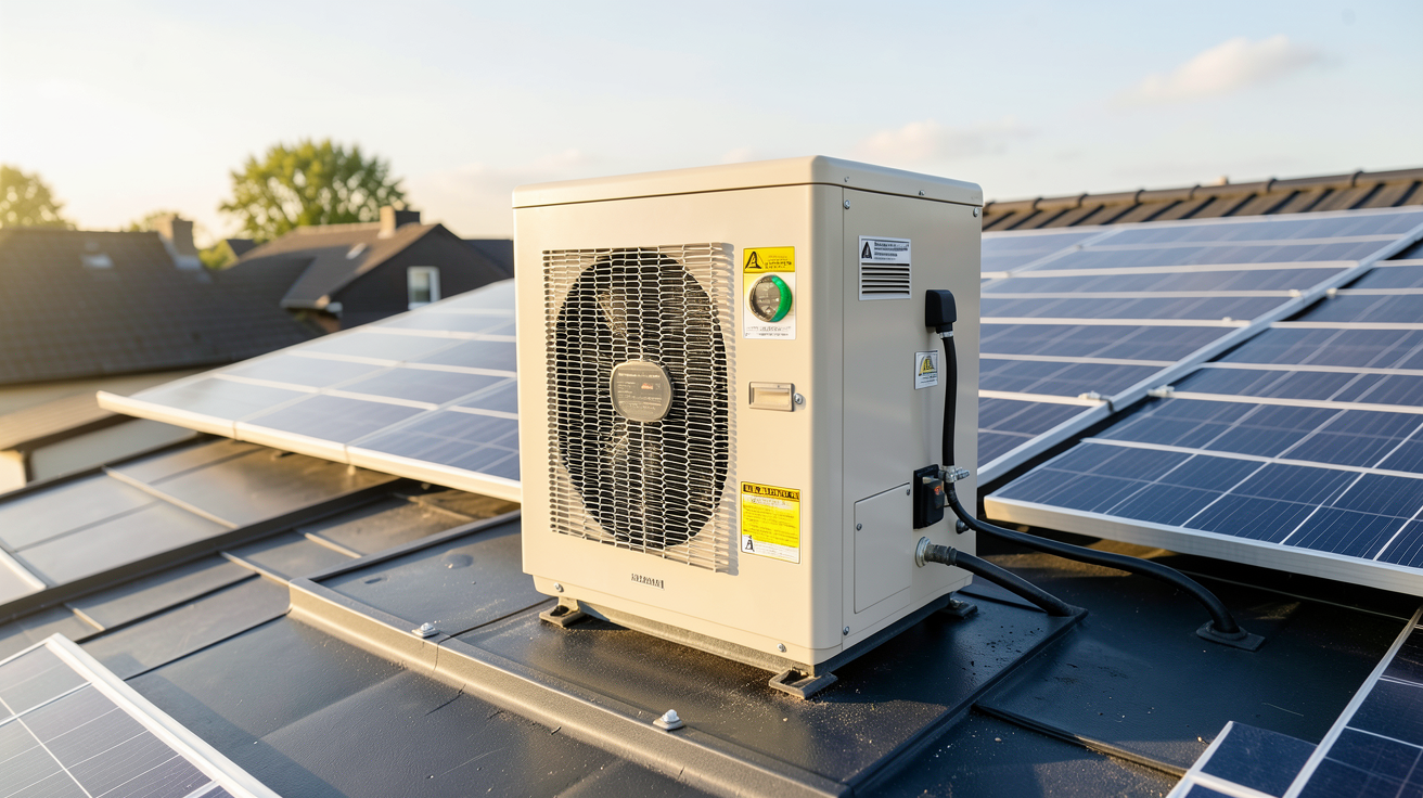 micro onduleur installé sur un toit de maison avec des panneaux photovoltaïques