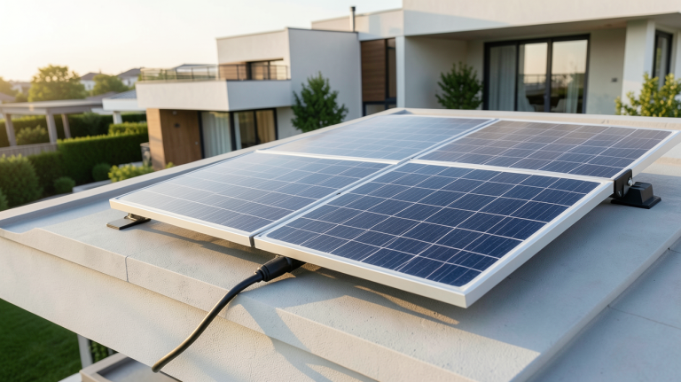micro onduleur photovoltaïque installé sur un toit de maison moderne