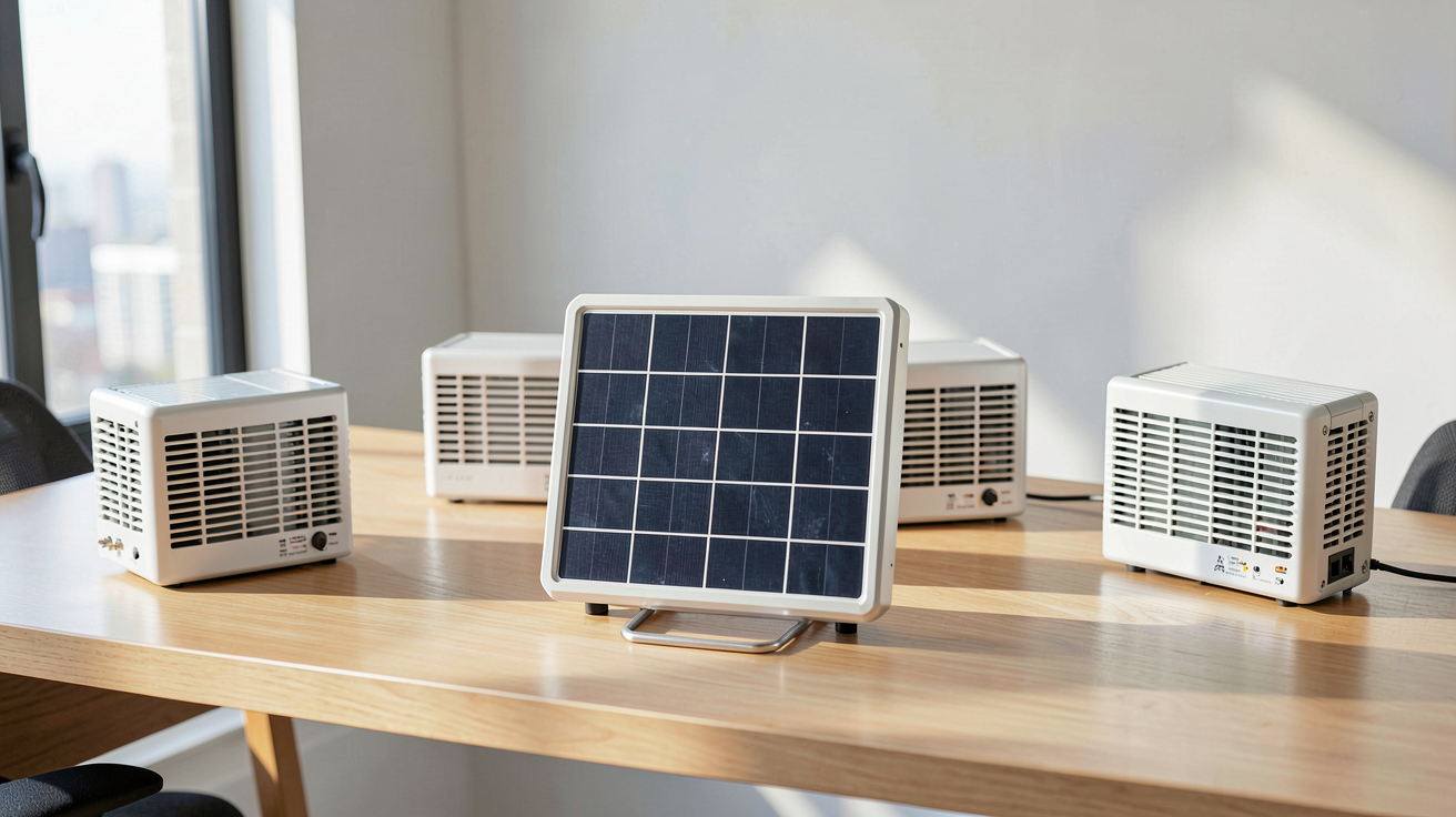 micro onduleur photovoltaique présenté parmi les cinq meilleurs modèles de 2024 sur un bureau en lumière naturelle
