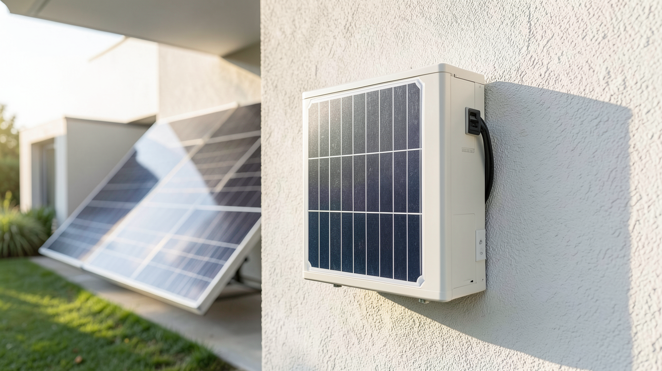 micro onduleur solaire prix installation sur mur extérieur de maison moderne