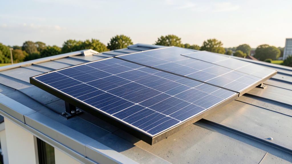 micro onduleur solaire prix affiché sur une étiquette près d'une installation photovoltaïque