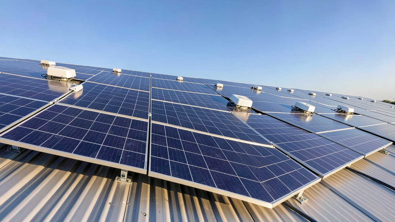 micro onduleur ou onduleur centralisé : toiture équipée de panneaux solaires avec micro-onduleurs individuels
