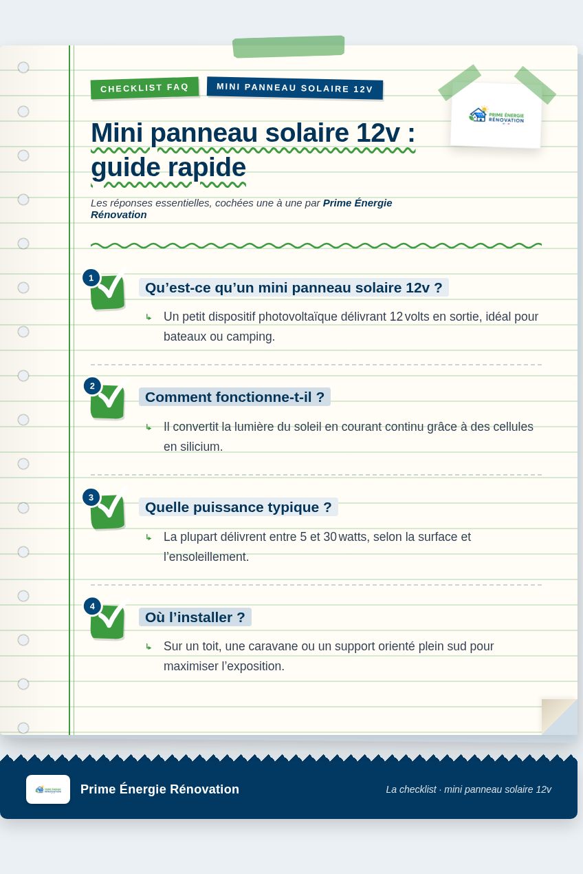 Infographie : Mini panneau solaire 12v : guide rapide
