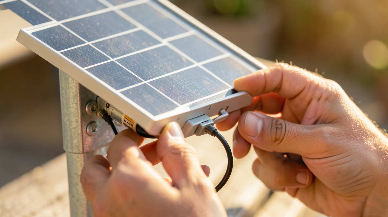 mini panneau solaire 12v en cours d'installation étape par étape