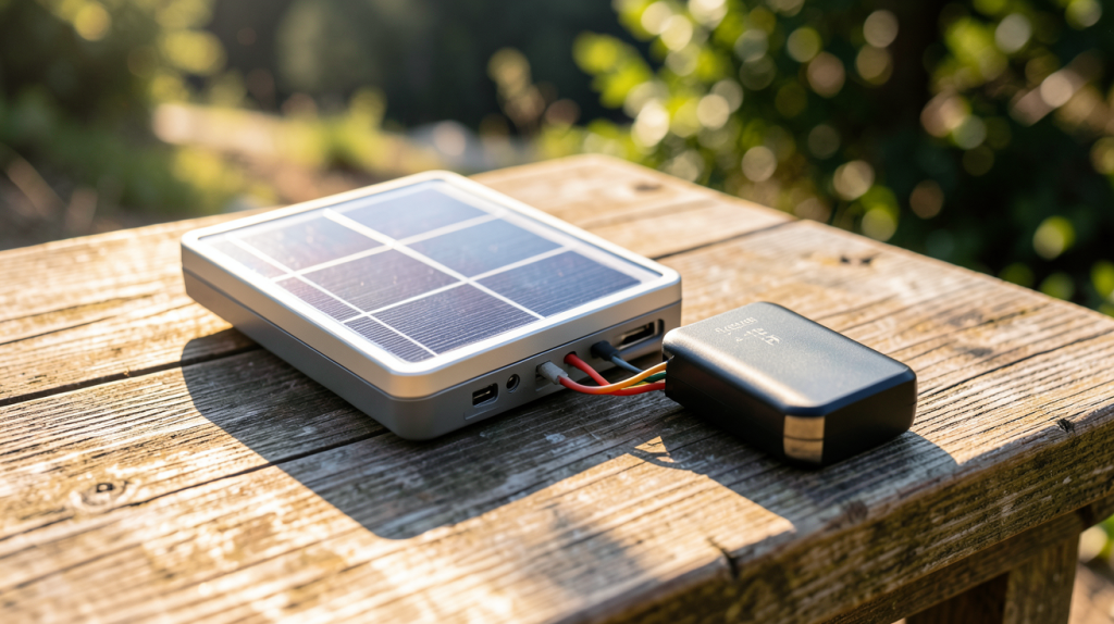 mini panneau solaire avec batterie portable utilisé pour charger des appareils en extérieur