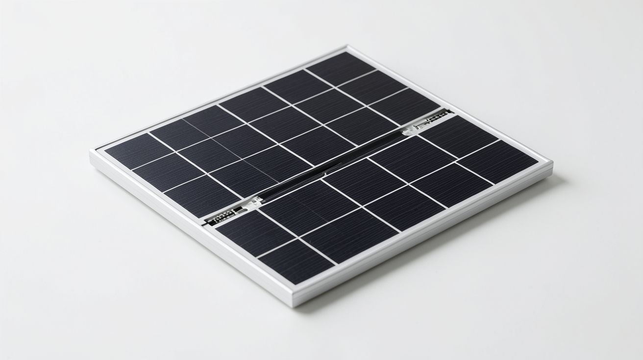 module monocristallin isolé montrant les cellules photovoltaïques noires et les connexions électriques