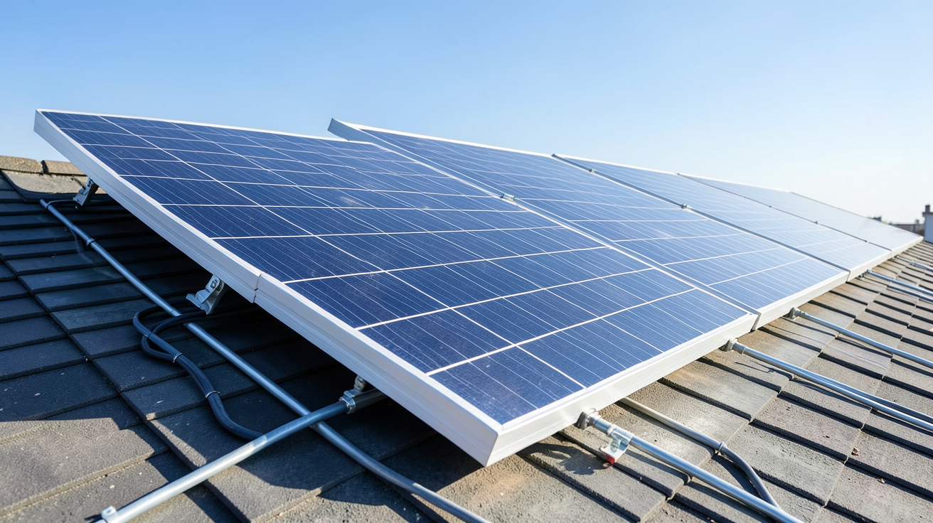 module monocristallin haut rendement illustrant les technologies PERC, TOPCon, HJT et bifacial sur un toit
