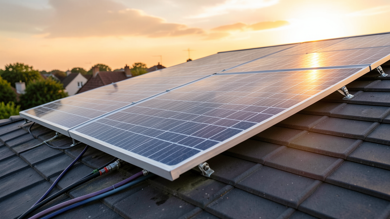 module photovoltaïque installé sur un toit incliné, représentant la définition et le rôle des panneaux solaires