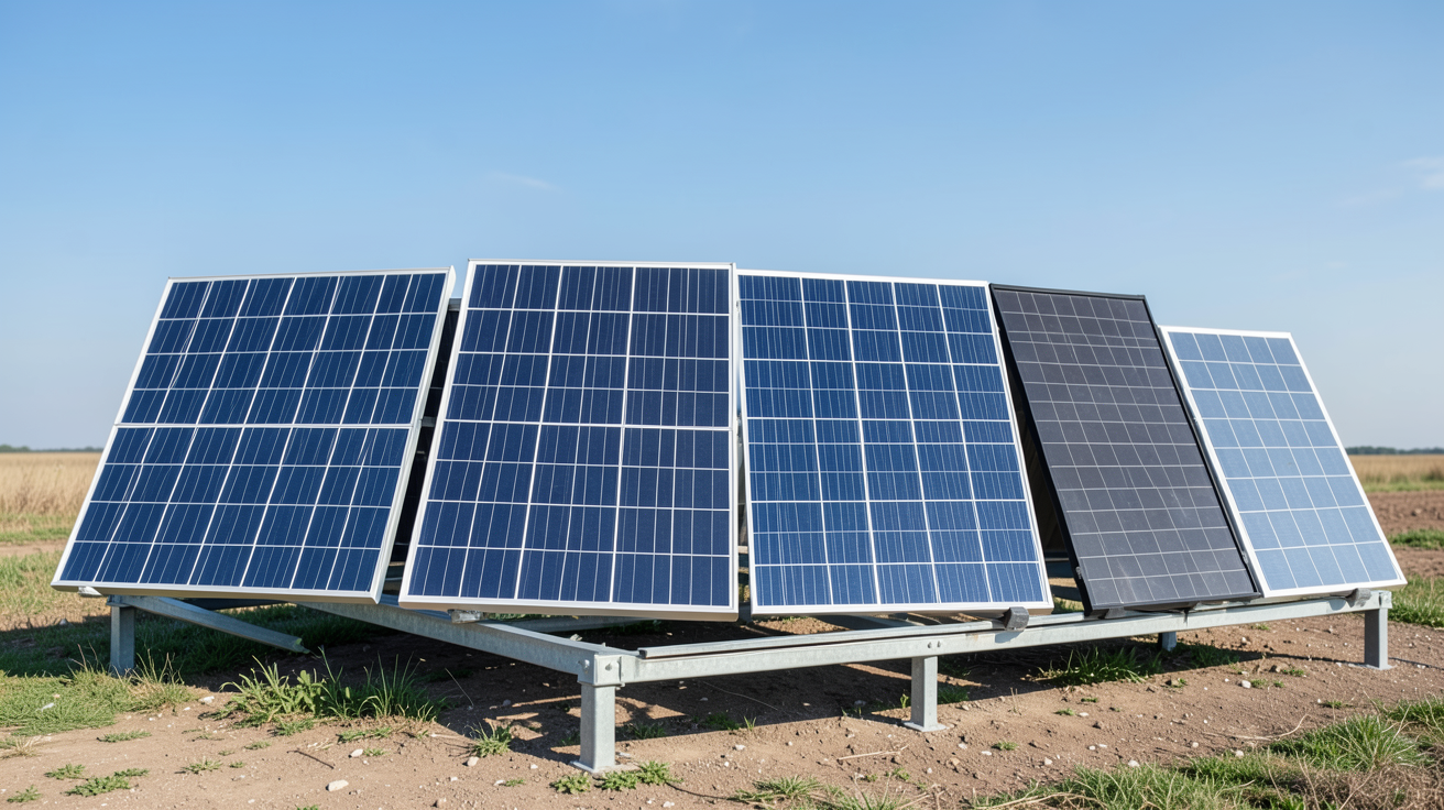 module solaire photovoltaïque présentant différents types de panneaux exposés en extérieur