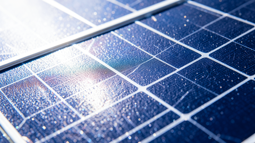 monocristallin ou polycristallin : gros plan détaillé de cellules photovoltaïques sur un panneau solaire.