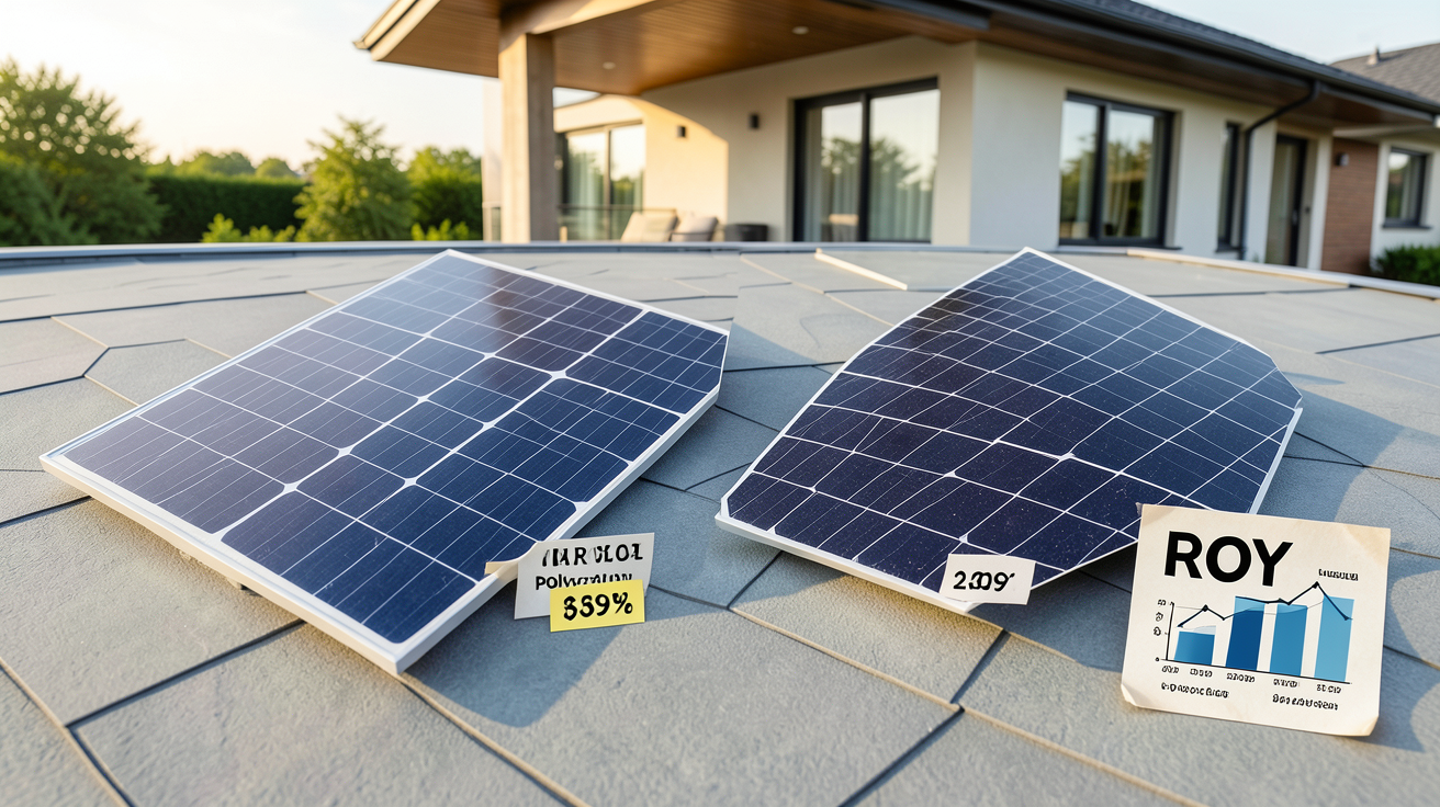 monocristallin ou polycristallin que choisir : comparaison de panneaux solaires monocristallins et polycristallins avec étiquettes de prix et graphique ROI
