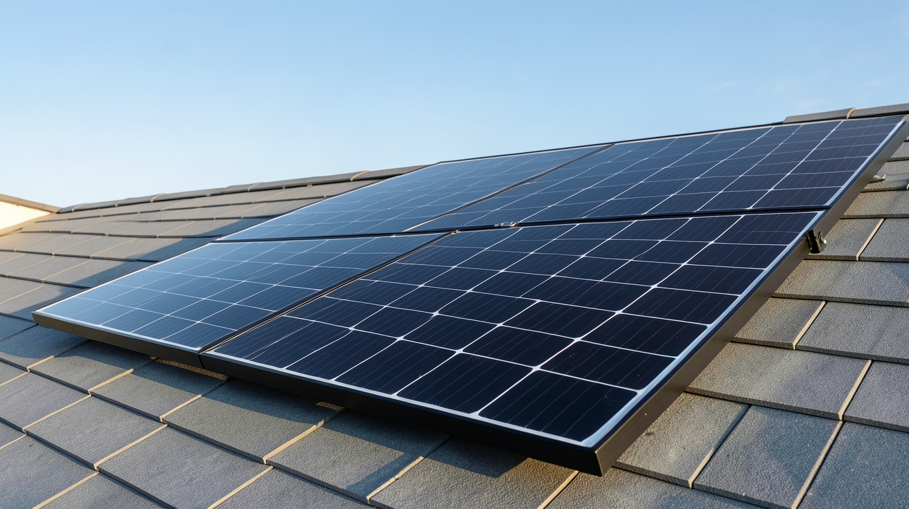 monocristallin panneau solaire noir installé sur un toit moderne pour un comparatif technologique