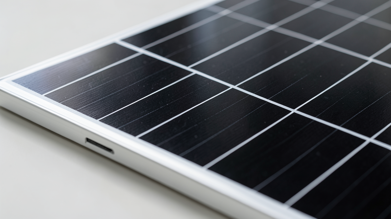 monocristallin panneau solaire monocristallin avec cellules noires brillantes et cadre métallique