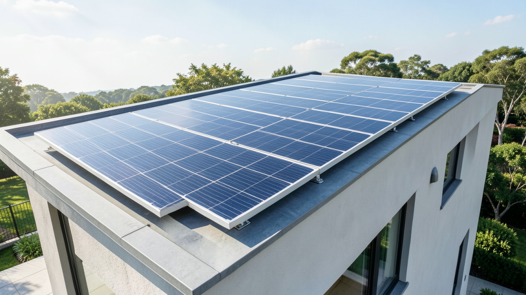 nouveau panneau solaire 2022 prix installé sur le toit d'une maison moderne