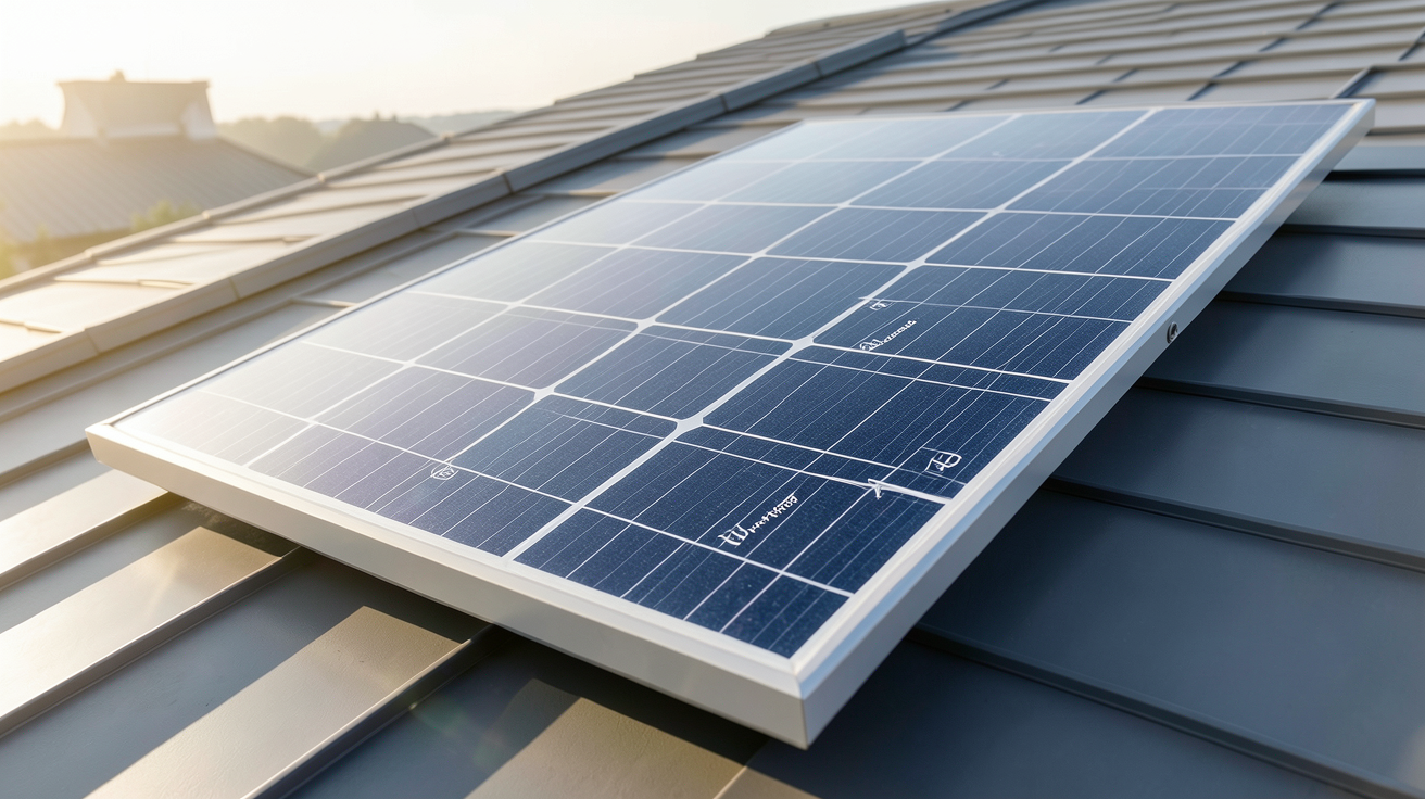 nouveau panneau solaire intégrant les technologies TOPCon, Hétérojonction et Back-Contact sur un toit moderne