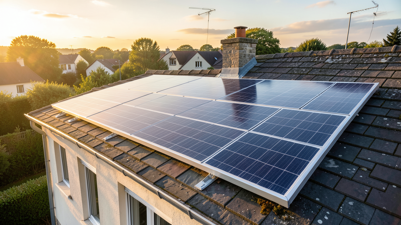 nouveaux panneaux photovoltaïques nouvelle génération installés sur le toit d'une maison française