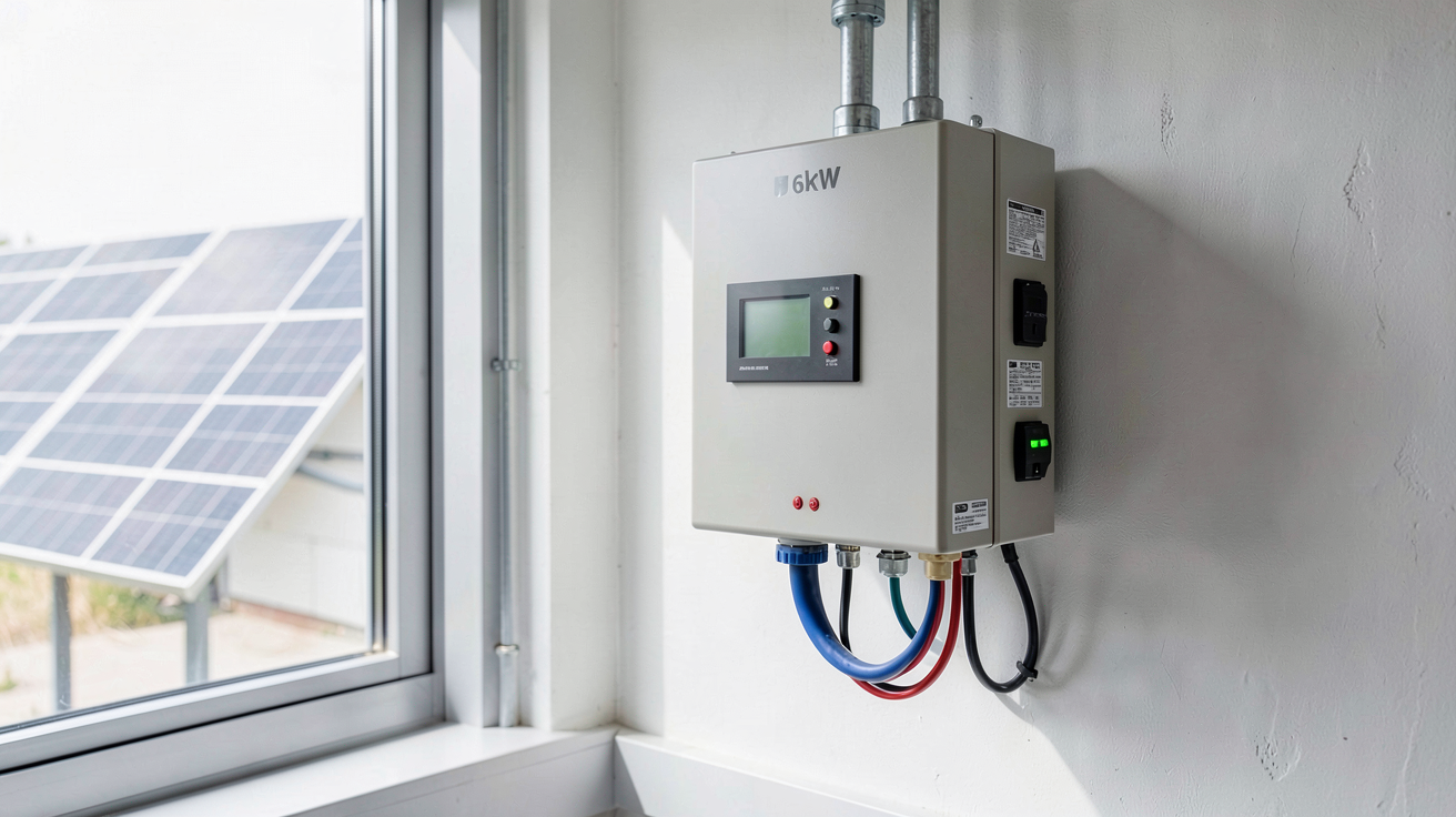 onduleur 6kW installé dans un local technique pour optimiser l'autoconsommation solaire