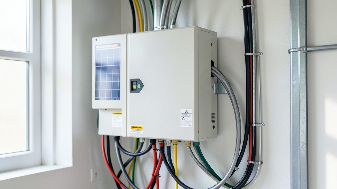 onduleur batterie panneau solaire installé dans un local technique pour le dimensionnement d'une installation solaire