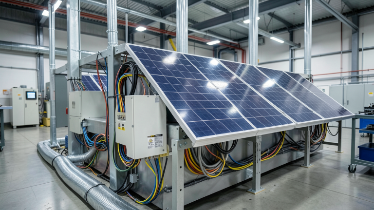 onduleur centrale photovoltaïque installé dans une infrastructure de production d'énergie solaire industrielle